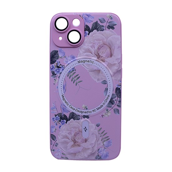 Flower Design Magnetic Case for Apple iPhone 15 Pink